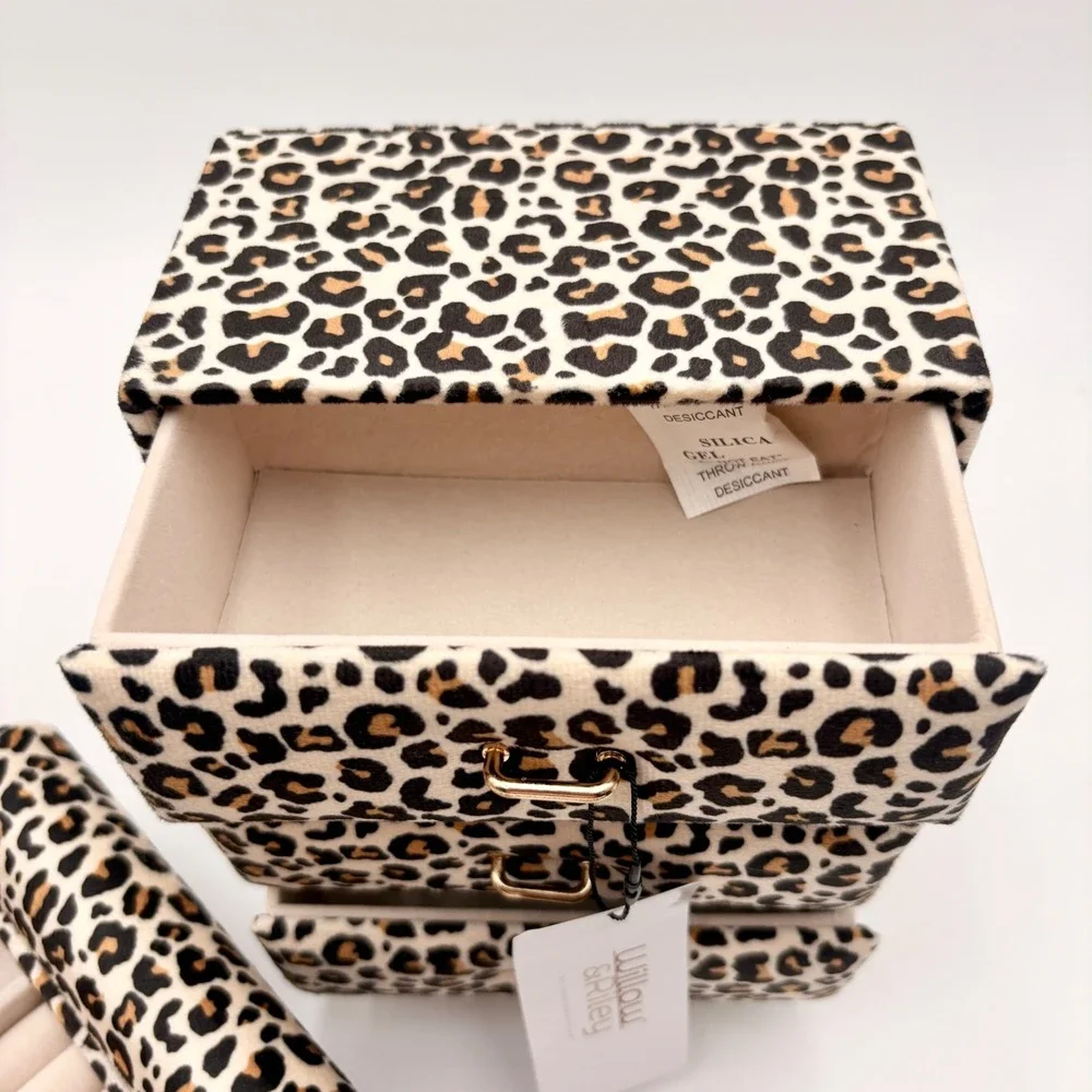 Willow & Riley Leopard Print Miniature Bed and Dresser Jewelry Box Set 2pc NEW